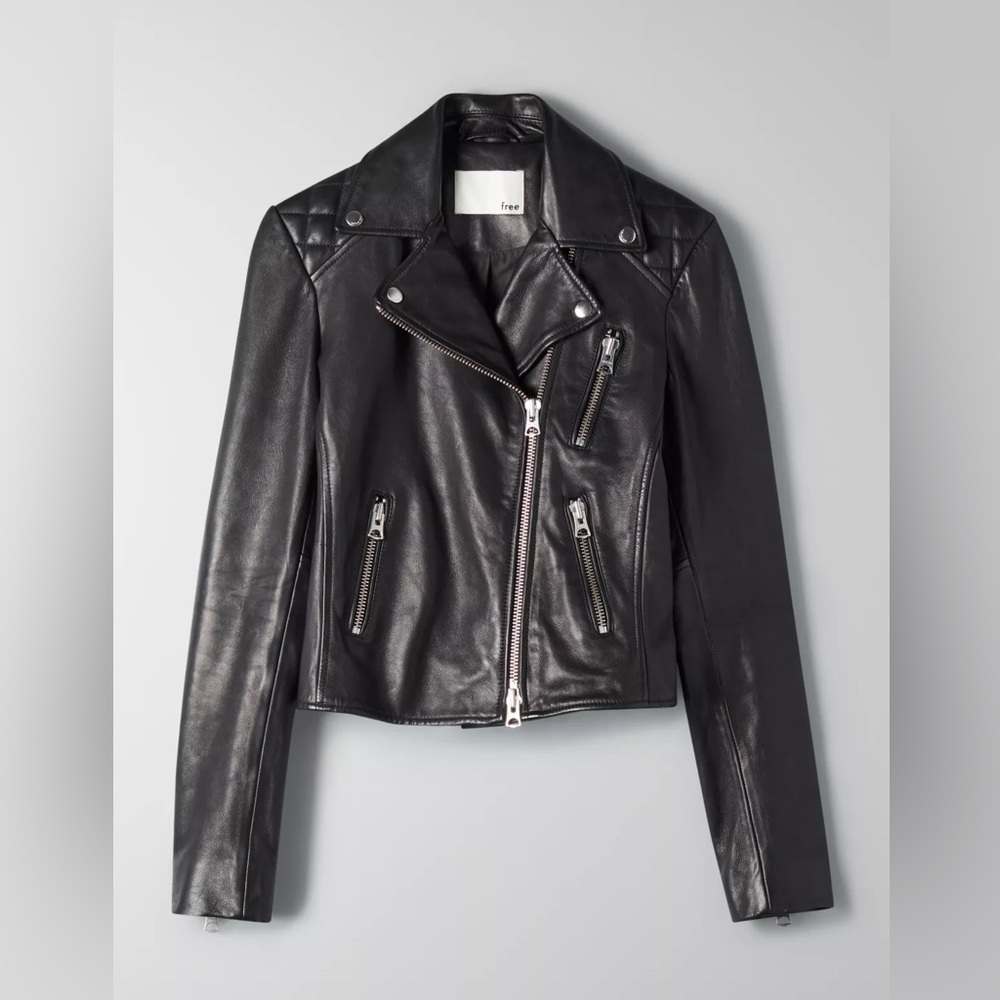 Aritzia Wilfred Free Richards Leather Biker Jacket NWOT Size xs